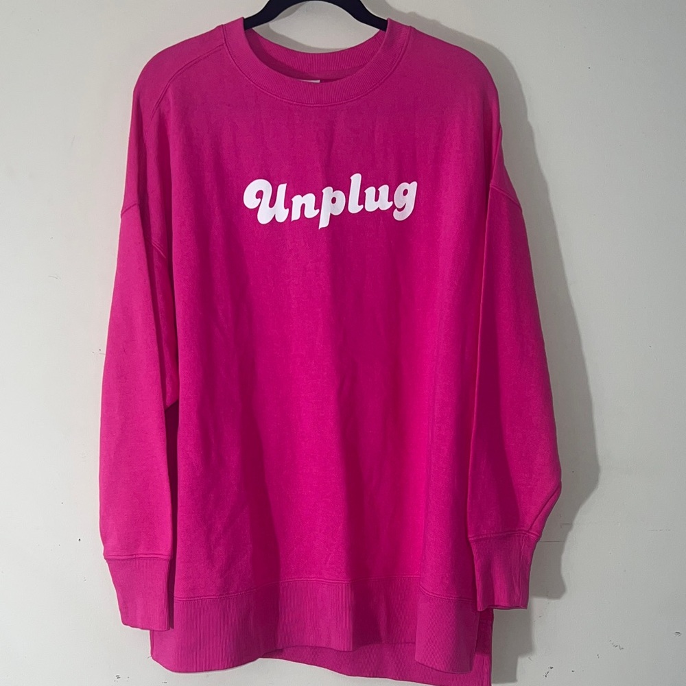 Women sweatshirt crewneck - Crown & Ivy cabana Hot Pink UNPLUG
